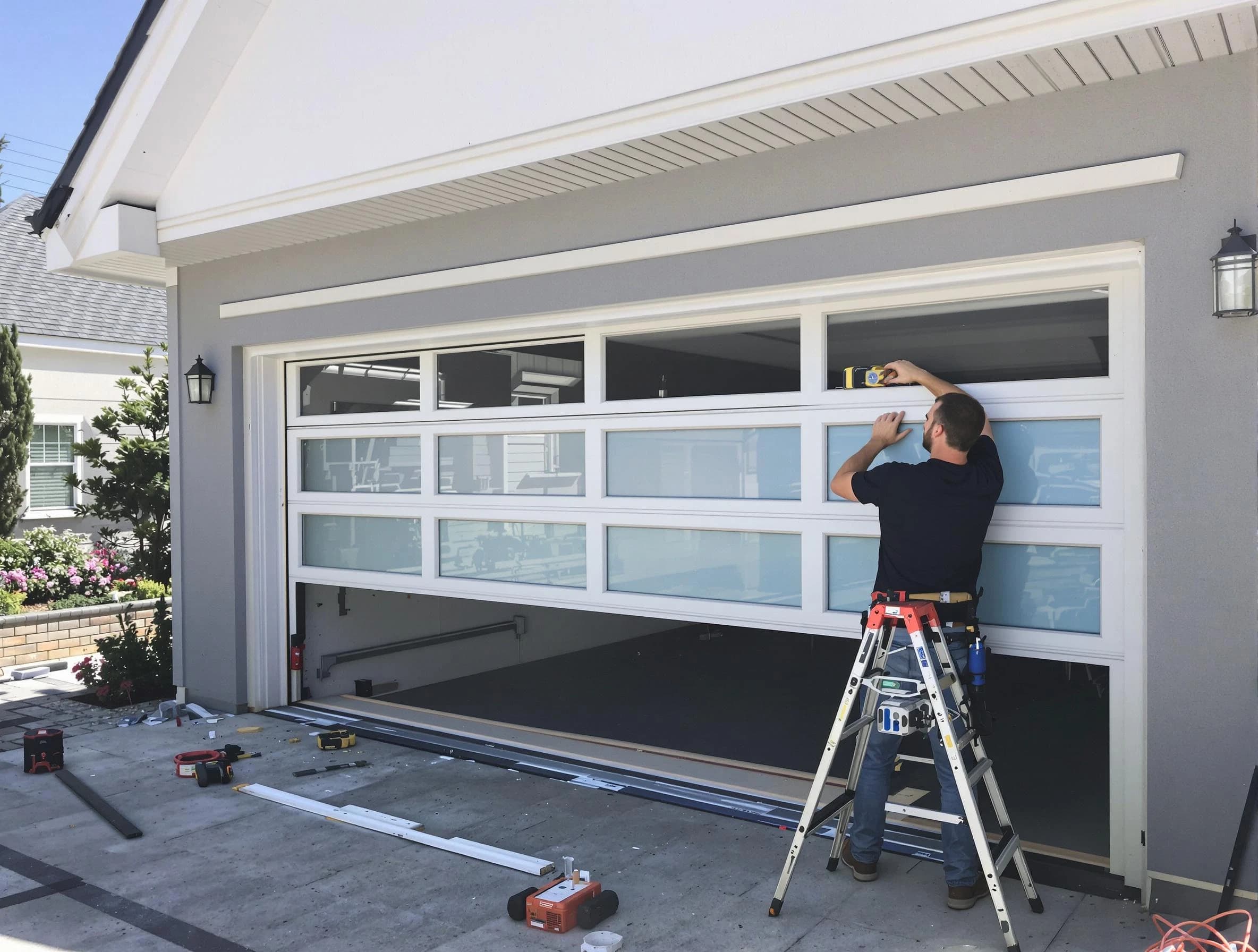 Lafayette Garage Door Repair team performing garage door replacement in Lafayette